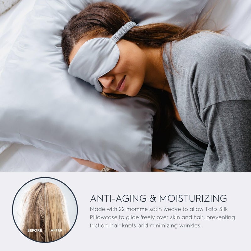 Tafts Silk Pillow Cases - 22mm 100% Pure Mulberry 6A Silk Pillowcase for Hair & Skin with Zipper Closure, Cooling, Natural, Organic, Double Sided Pillow Case (Silver Grey, Queen 20x30 1pc) - Image 3